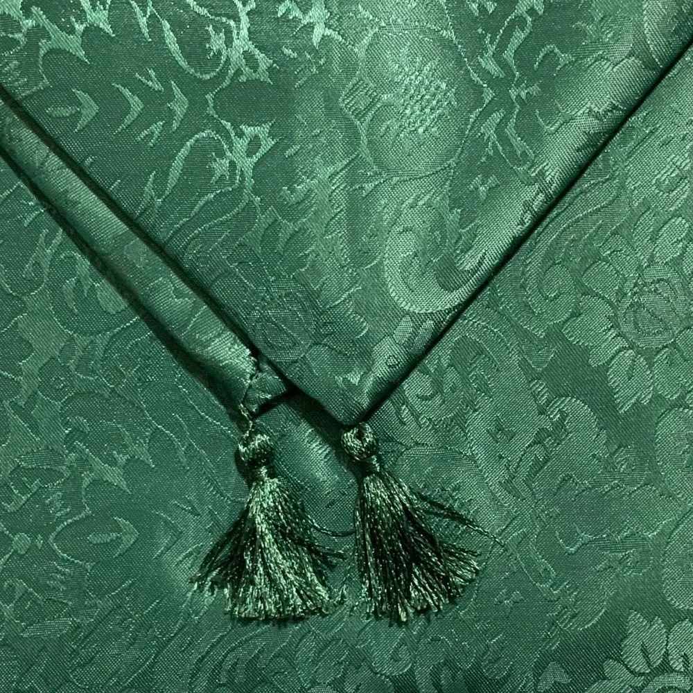 Holly Homes Table Runner Silky Holiday Christmas Green Damask 13 in x 72 in